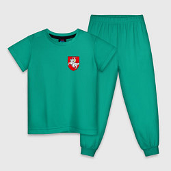 Пижама хлопковая детская Погоня: герб цвета зеленый — фото 1