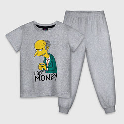 Пижама хлопковая детская Mr. Burns: I get money, цвет: меланж