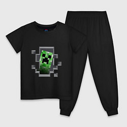 Пижама хлопковая детская Creeper Inside, цвет: черный