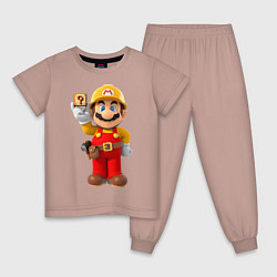 Пижама хлопковая детская Super Mario, цвет: пыльно-розовый
