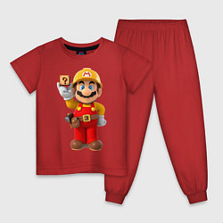 Пижама хлопковая детская Super Mario, цвет: красный