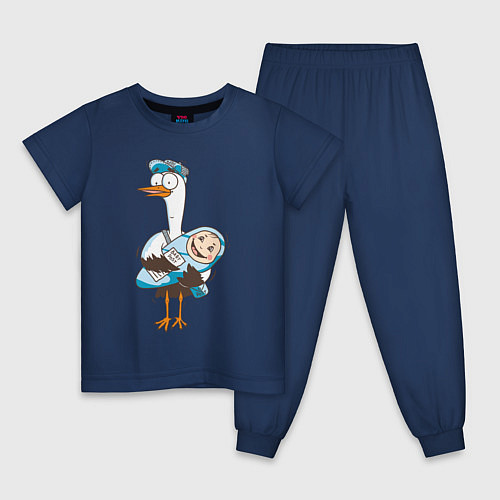 Детская пижама Аист с малышом / Тёмно-синий – фото 1