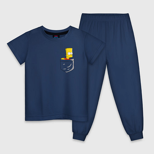 Детская пижама Карманный Барт / Тёмно-синий – фото 1