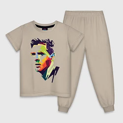 Пижама хлопковая детская Lionel Messi: fun-art, цвет: миндальный