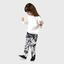Брюки детские Черно-белый узор Маки, цвет: 3D-принт — фото 2