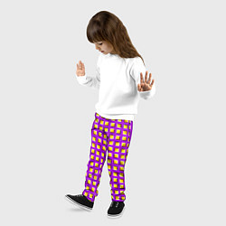 Брюки детские Фиолетовый Фон с Желтыми Квадратами Иллюзия Движен, цвет: 3D-принт — фото 2