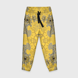 Детские брюки Коллекция Фрактальная мозаика Желтый на черном 573