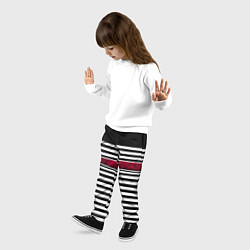 Брюки детские Полосатый современный черно-белый с красной вставк, цвет: 3D-принт — фото 2