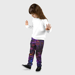 Брюки детские Неоновые лучи и листья - Фиолетовый, цвет: 3D-принт — фото 2