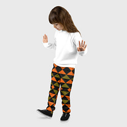 Брюки детские Геометрический узор черно-оранжевые фигуры, цвет: 3D-принт — фото 2