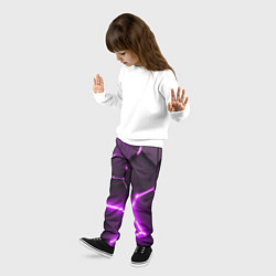 Брюки детские Фиолетовые неоновые геометрические плиты, цвет: 3D-принт — фото 2