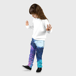 Брюки детские Абстрактные ледяные кубы - Розовый и синий, цвет: 3D-принт — фото 2