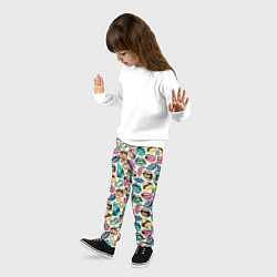 Брюки детские Губы разноцветные поп арт, цвет: 3D-принт — фото 2