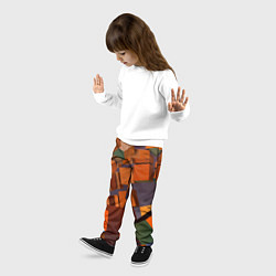 Брюки детские Множество оранжевых кубов и фигур, цвет: 3D-принт — фото 2