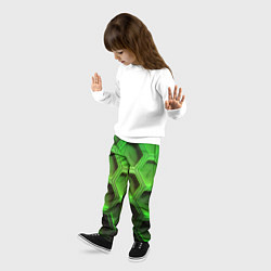 Брюки детские Объемные зеленые соты, цвет: 3D-принт — фото 2