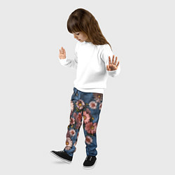 Брюки детские Хризантемы на джинсе, цвет: 3D-принт — фото 2