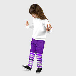 Брюки детские Строгий фиолетовый полосатый, цвет: 3D-принт — фото 2