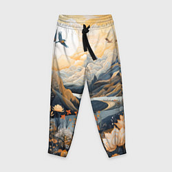 Брюки детские Солнечное утро в цветущих горах, цвет: 3D-принт