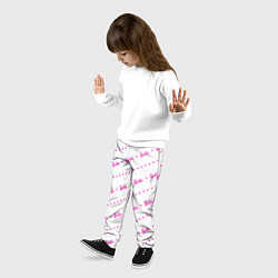 Брюки детские Барби паттерн - логотип и сердечки, цвет: 3D-принт — фото 2