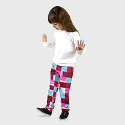 Брюки детские Ретро квадраты вишнёвые, цвет: 3D-принт — фото 2
