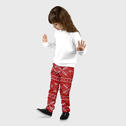 Брюки детские Красный вязаный узор свитера, цвет: 3D-принт — фото 2