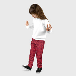 Брюки детские Цветочный стилизованный паттерн бордовый, цвет: 3D-принт — фото 2