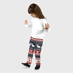 Брюки детские Олени белые и красные свитер новогодний, цвет: 3D-принт — фото 2