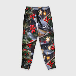 Брюки детские Рождественская птица пересмешник, цвет: 3D-принт