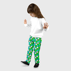 Брюки детские Зелёные и белые квадраты, цвет: 3D-принт — фото 2
