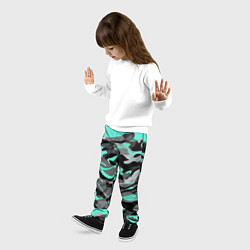 Брюки детские Серо-бирюзовый камуфляж, цвет: 3D-принт — фото 2