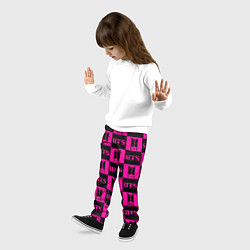 Брюки детские BTS pattern pink logo, цвет: 3D-принт — фото 2