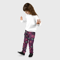 Брюки детские Тёмный пурпурный текстурированный кубики, цвет: 3D-принт — фото 2