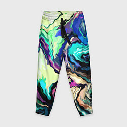 Брюки детские Абстракция смесь красок сине-зелёный, цвет: 3D-принт