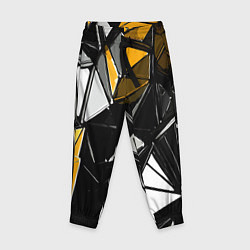 Брюки детские Жёлто-белые рельефные треугольники на чёрном фоне, цвет: 3D-принт