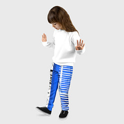 Брюки детские White stripes on a black and blue background, цвет: 3D-принт — фото 2