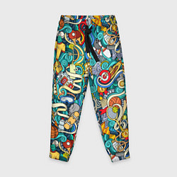 Брюки детские Спортивный инвентарь коллаж, цвет: 3D-принт