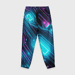 Брюки детские Неоновый узор киберпанк микросхемы, цвет: 3D-принт