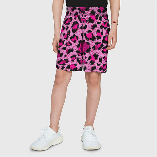 Детские шорты Розовый леопард / 3D-принт – фото 3