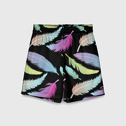 Шорты детские Радужные перья, цвет: 3D-принт