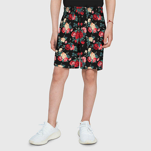 Детские шорты Кустовые розы / 3D-принт – фото 3