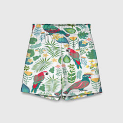 Шорты детские Попугаи в тропиках, цвет: 3D-принт