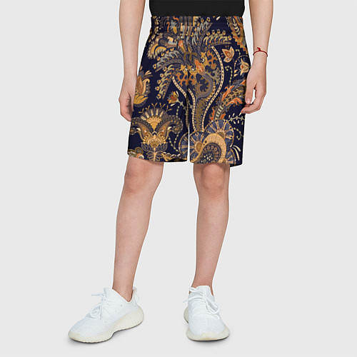 Детские шорты Орнамент пейсли - золотой / 3D-принт – фото 3