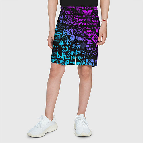Детские шорты ЛОГОТИПЫ РОК ГРУПП / 3D-принт – фото 3
