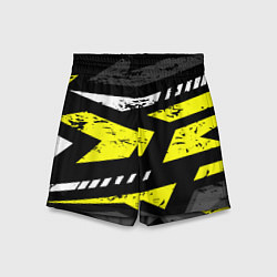 Шорты детские Black yellow abstract sport style, цвет: 3D-принт