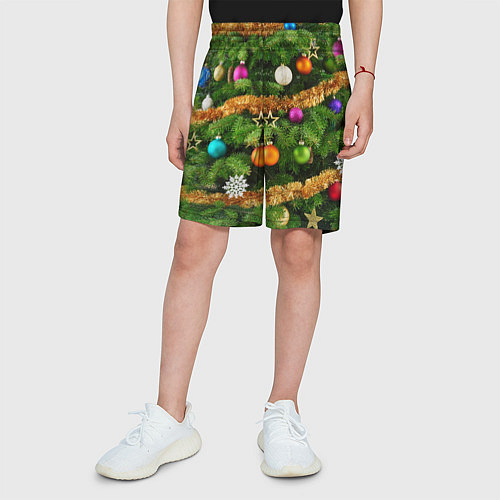 Детские шорты Живая новогодняя ёлка / 3D-принт – фото 3