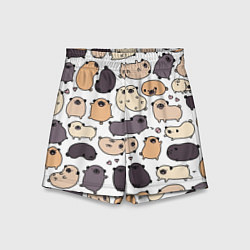 Шорты детские Милые мопсы, цвет: 3D-принт