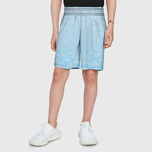 Детские шорты Очень светлые голубые облака / 3D-принт – фото 3