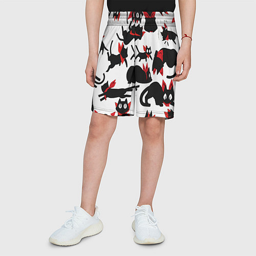 Детские шорты Черный котик / 3D-принт – фото 3