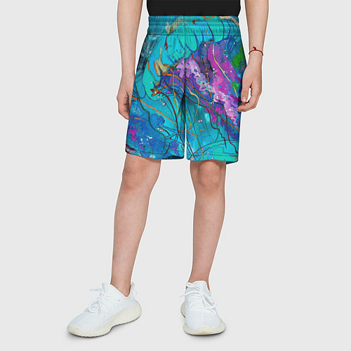 Детские шорты Красочная медуза / 3D-принт – фото 3