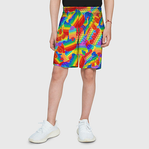Детские шорты Разные Pop It масляная краска / 3D-принт – фото 3